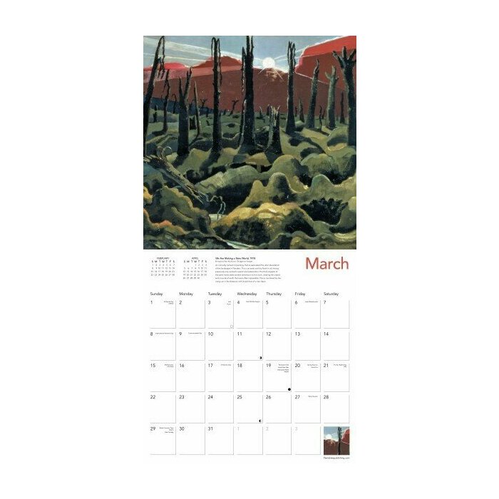 Calendrier papier 2026 Art Paul Nash
