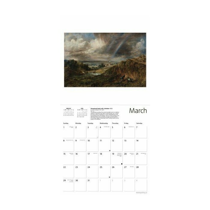 Calendrier papier 2026 Art William Turner et John Constable