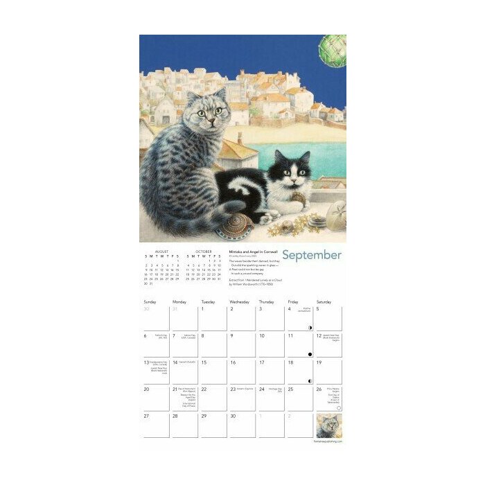 Mini Calendrier mural 2026 Chats dans l'art Dessins Ivory