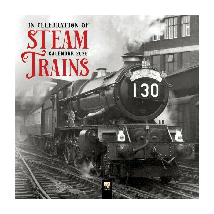 Calendrier 2026 mural Locomotives Train Vintage Noir et Blanc