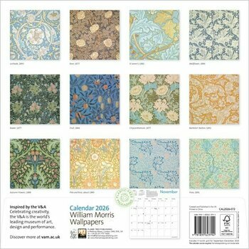 Calendrier 2026 Papiers Peints William Morris