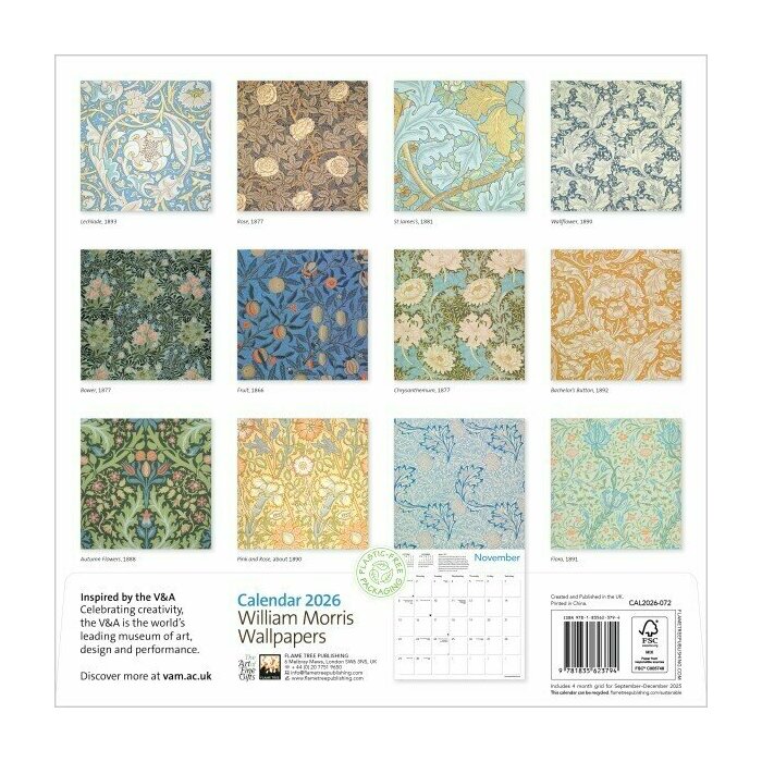 Calendrier papier 2026 Papiers Peints William Morris