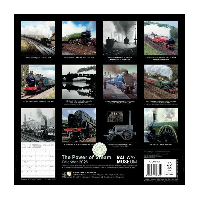 Calendrier mural 2026 Train La Puissance de la Vapeur