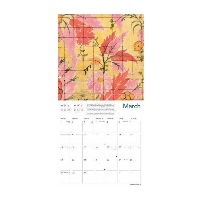 Calendrier papier 2026 Art Soie de Spitalfields 