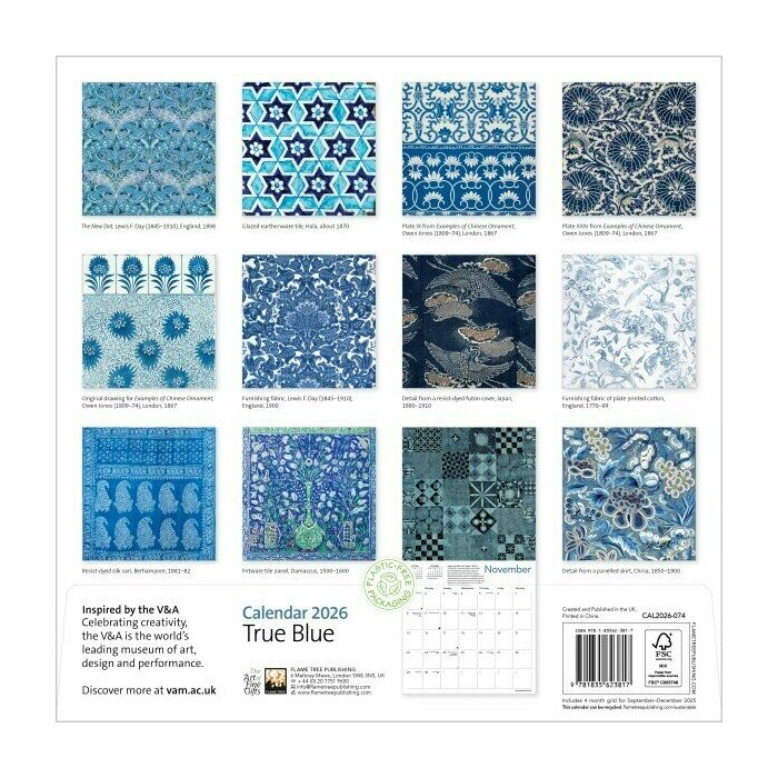 Calendrier mural 2026 Art Motifs Bleus