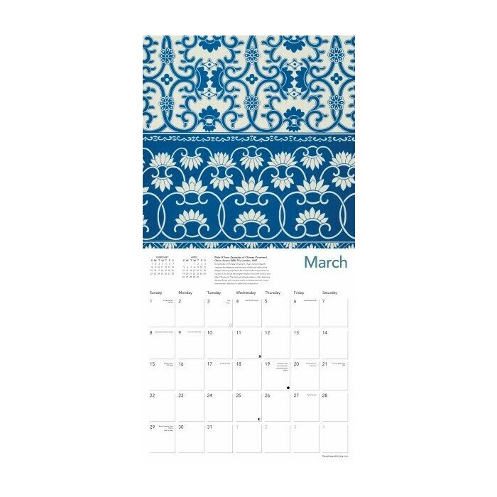 Calendrier papier 2026 Art Motifs Bleus