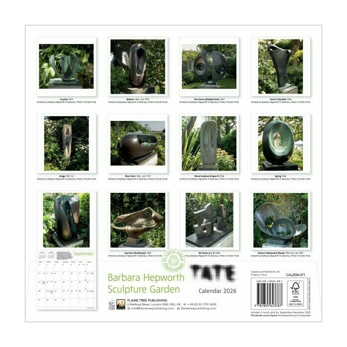 Calendrier 2026 papier Sculptures Barbara Hepworth