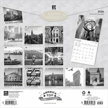 Calendrier 2026 New York Etats-Unis Noir et Blanc