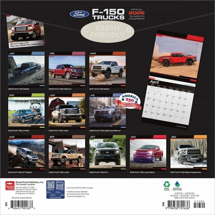Calendrier Mural 2026 Ford Pick up F150