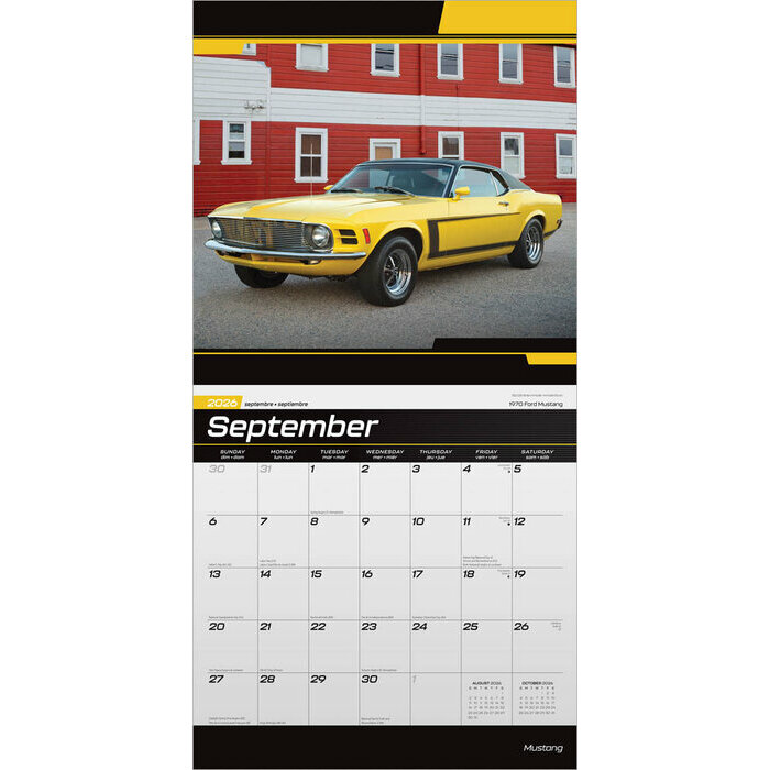 Calendrier Mural 2026 Voiture Mustang 