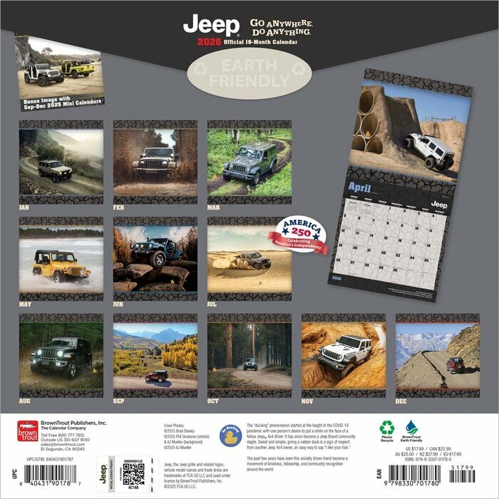Calendrier Mural 2026 Véhicule Tout-Terrain Jeep