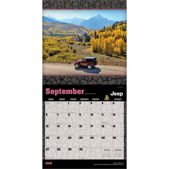 Calendrier Papier 2026 Véhicule Tout-Terrain Jeep