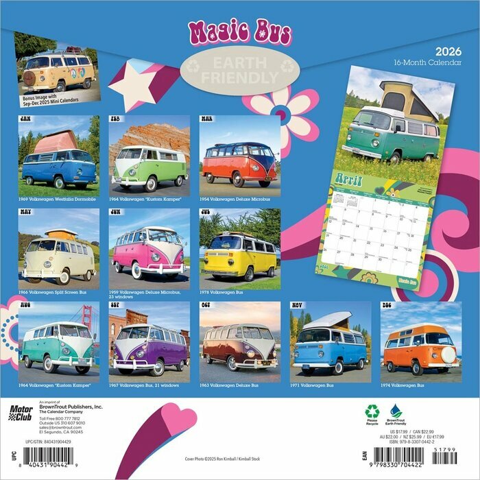Calendrier Mural 2026 Magic Bus Combi Volkswagen