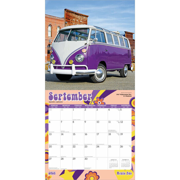 Calendrier Papier 2026 Magic Bus Combi Volkswagen