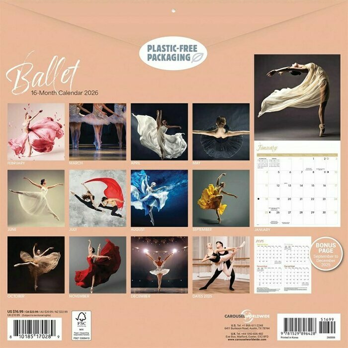 Calendrier Mural 2026 Art de la Danse Classique Danseuse