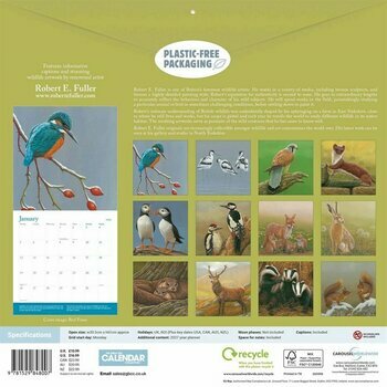 Calendrier 2026 Dessins Art Animaux de la Forêt Robert Fuller