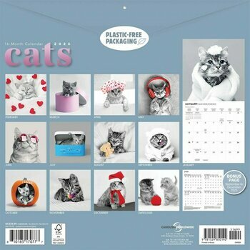 Calendrier 2026 Chats Noir et Blanc Fun Drôle