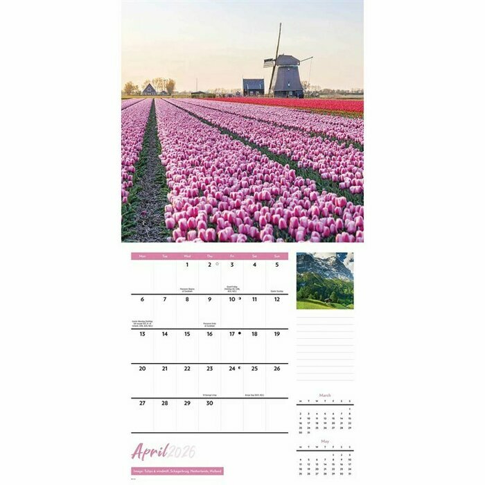 Calendrier Papier 2026 Voyage en Europe