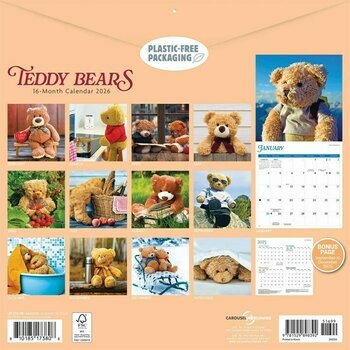 Calendrier 2026 Oursons Peluches Jouets Rétro