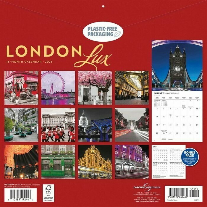 Calendrier Papier 2026 Londres Romantique