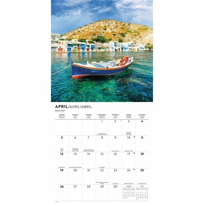 Calendrier 2026 Papier  Iles Grecques Mikonos Santorin Corfou