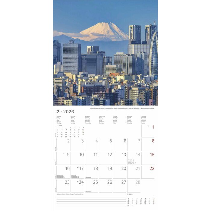 Calendrier 2026 papier Japon Beautés Asie