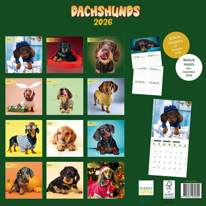 Calendrier 2026 Teckels Fun Studio Calendrier papier Mural 2026 Teckels Fun Studio