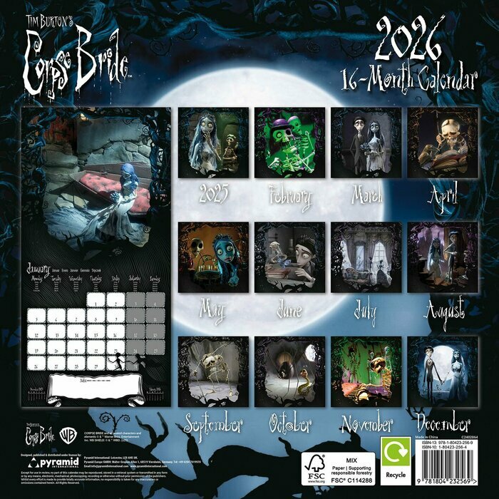 Calendrier mural 2026 Tim Burton