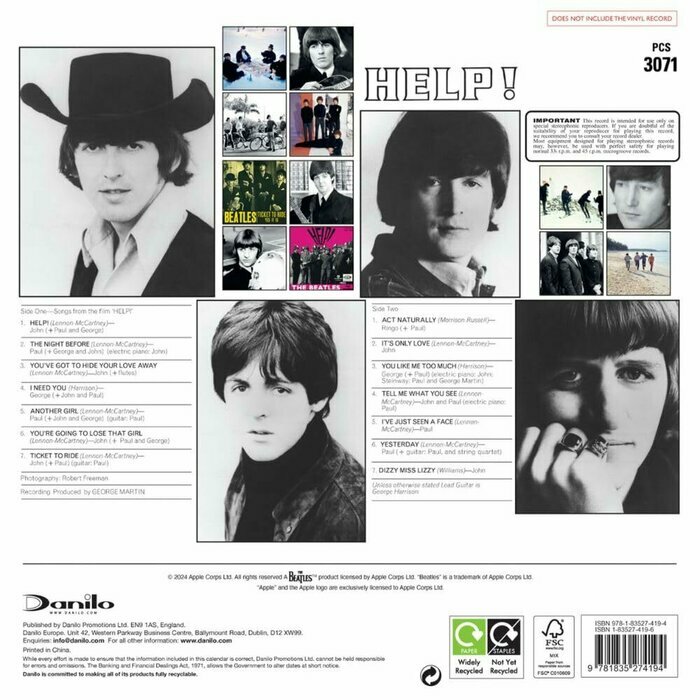 Calendrier 2026 papier Beatles Edition Collector Pochette Vinyle