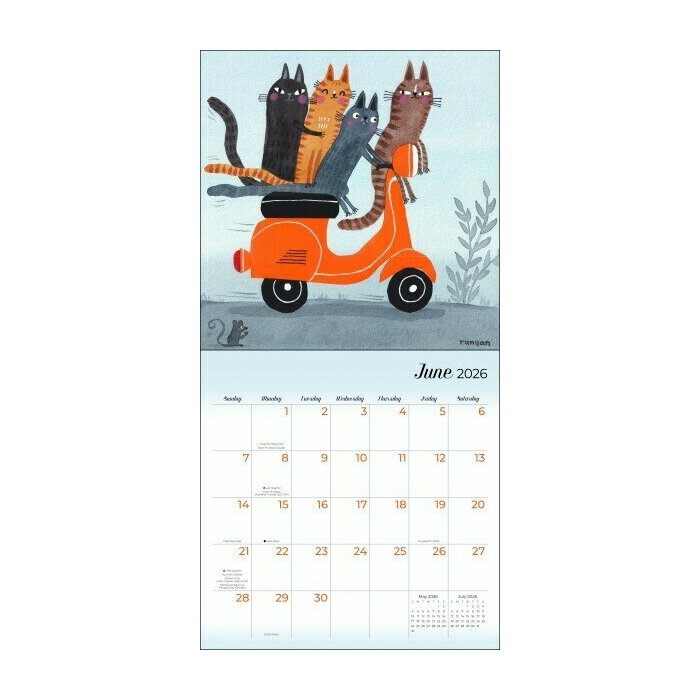 Calendrier 2026 mural papier Dessins Chats Humoristiques