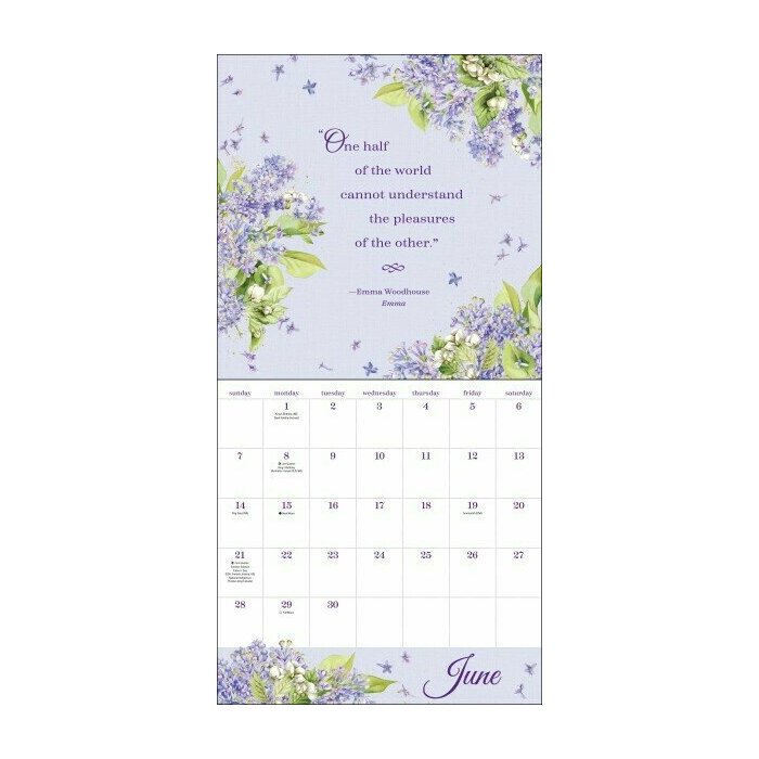 Calendrier 2026 Illustrations Citations Jane Austen par Marjolein Bastin Calendrier 2026 Citations Jane Austen par Marjolein Bastin