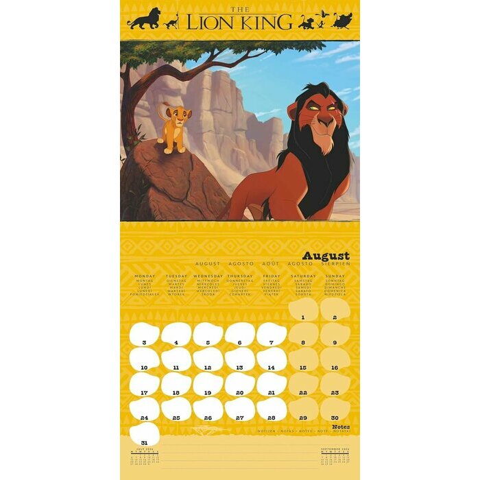 Calendrier papier 2026 Dessin Anim Le Roi Lion Disney