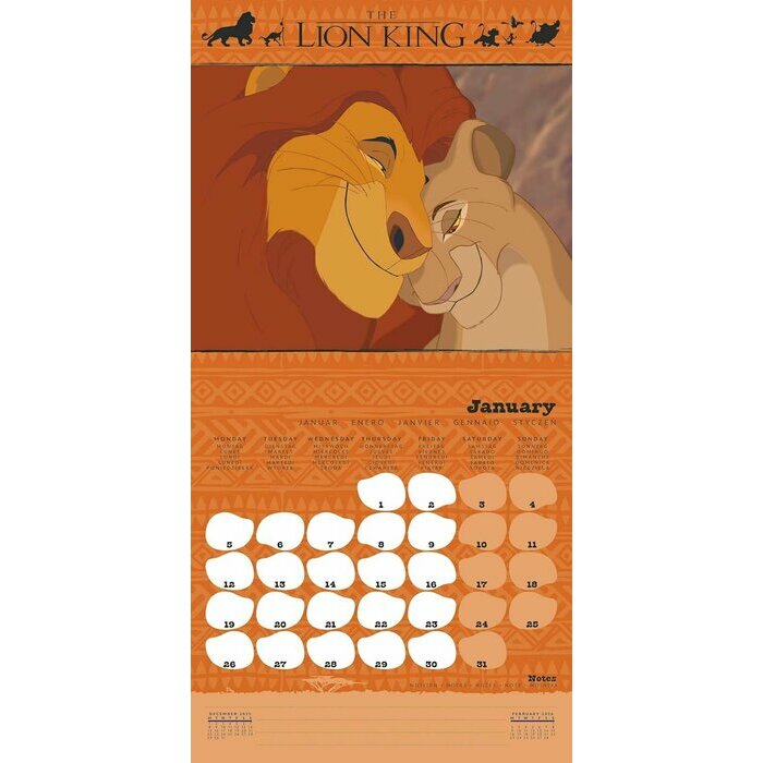 Calendrier Dessin Anim Le Roi Lion Disney