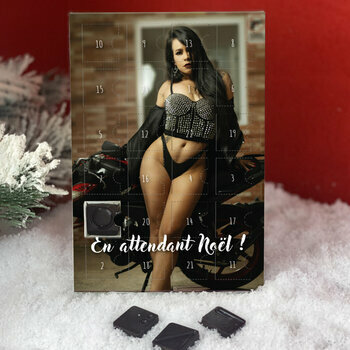 Calendrier de l'avent Sexy Femme Moto personnalisé avec votre message