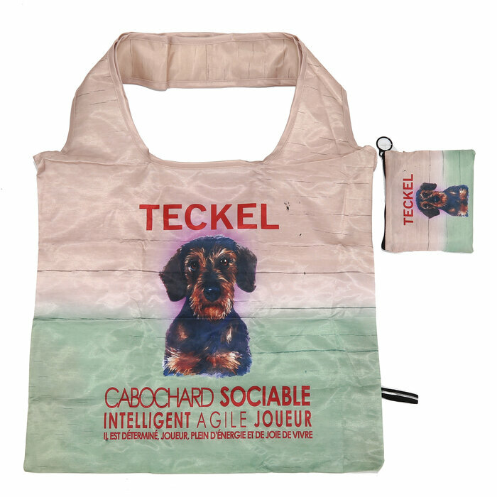 Porte-Monnaie Sac de Courses Pliable Teckel Poil Dur