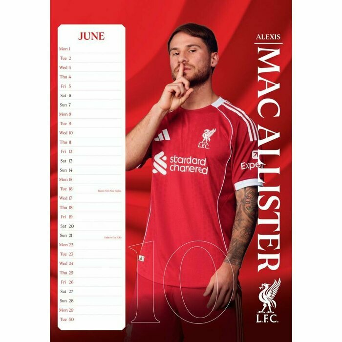 Calendrier mural Football Liverpool FC format A3