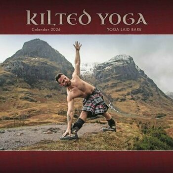 Calendrier 2026 Sexy Homme en Yoga Kilt Ecossais Carré