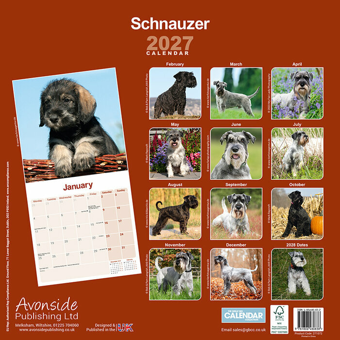 Calendrier papier Schnauzer Moyen 2027