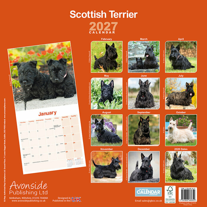 Calendrier 2027 Scottish Terrier Calendrier papier 2027 Scottish terrier
