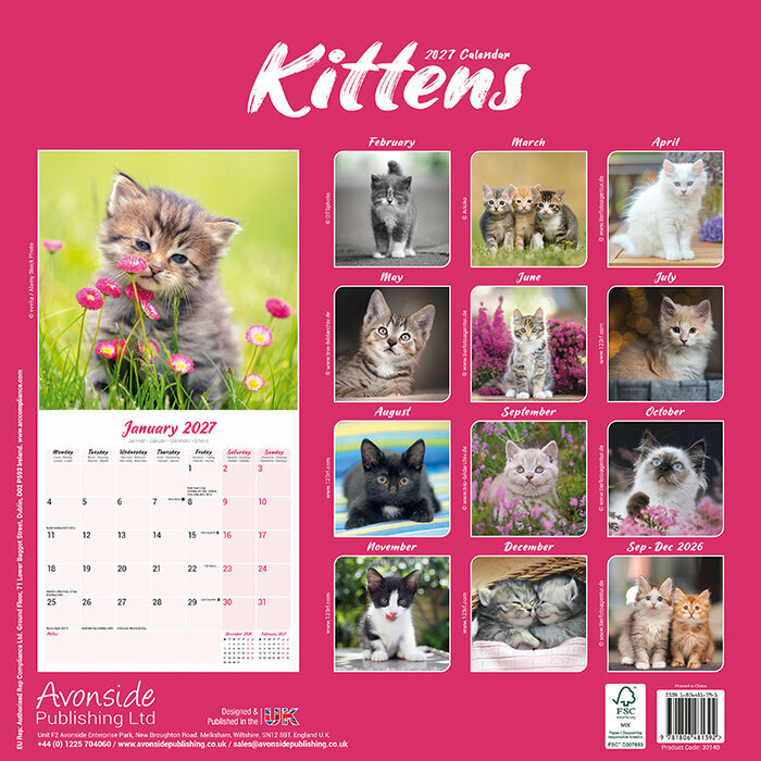 Calendrier 2027 Chaton Calendrier 2027 Chatons