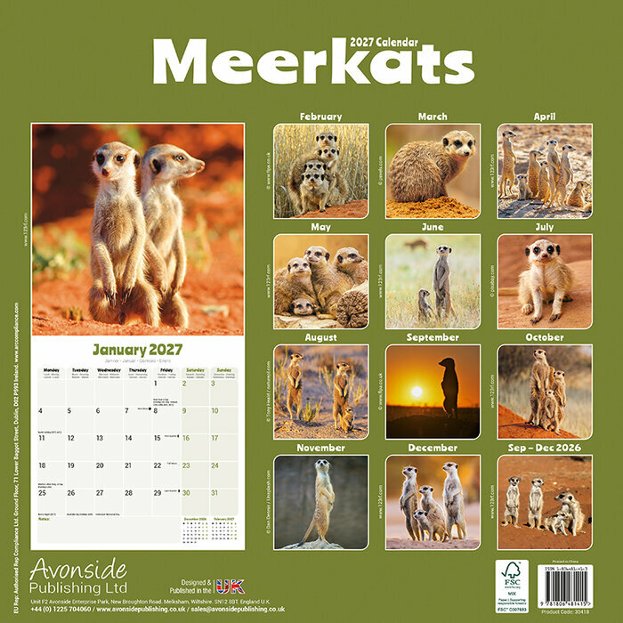 Calendrier 2027 Papier Suricate