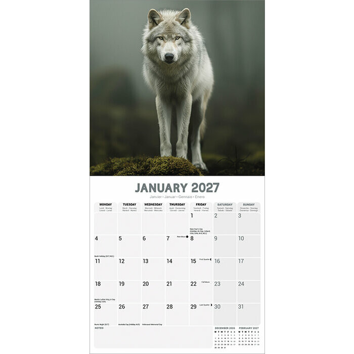 Calendrier 2027 Loup Calendrier 2027 Loup sauvage