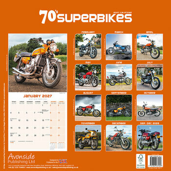 Calendrier 2027 Motos Ann&eacute;es 70