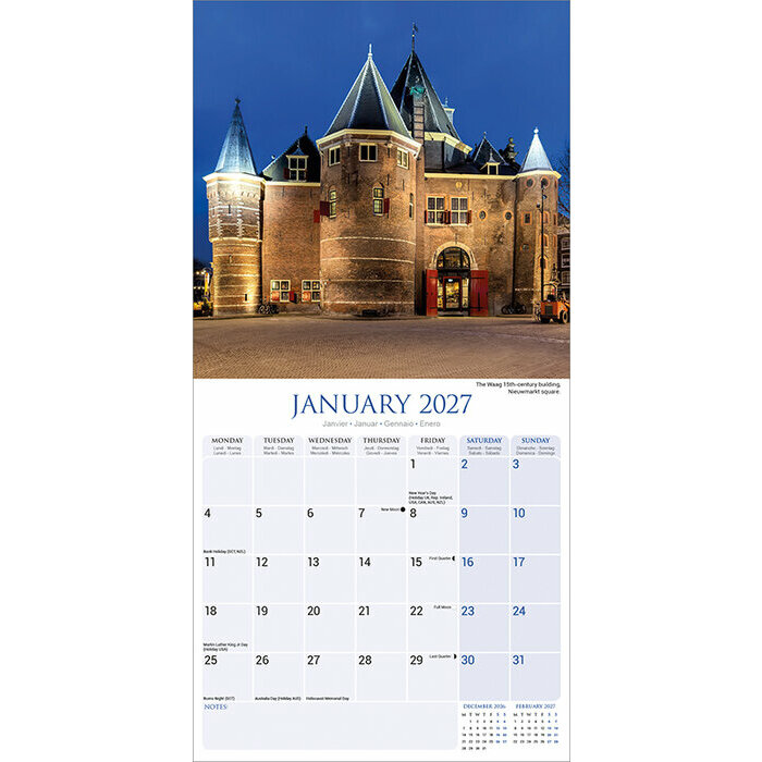 Calendrier 2027 Amsterdam Hollande Calendrier Papier 2027