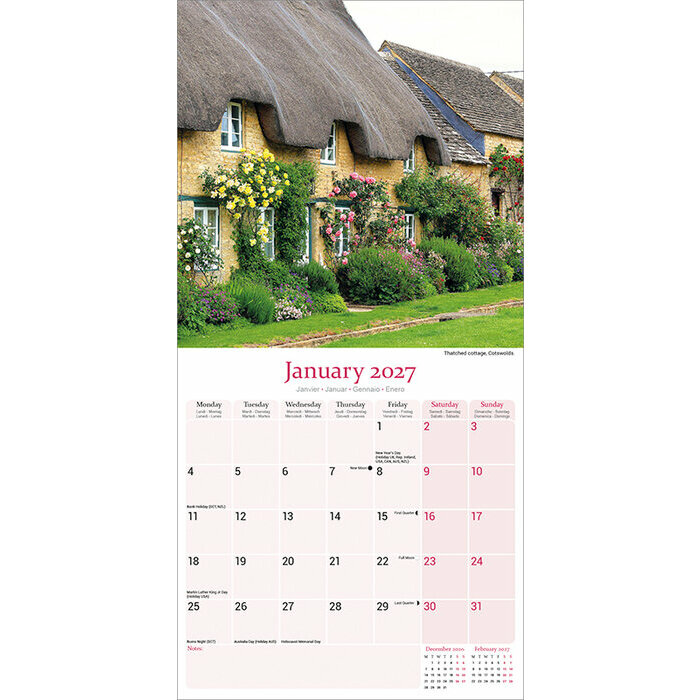 Calendrier 2027 Maison et Jardin de Campagne Anglaise Calendrier 2027 Campagne Anglaise