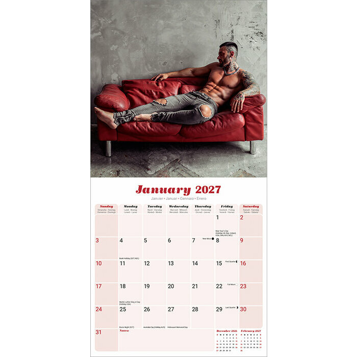 Calendrier 2027 papier Sexy Homme