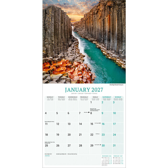 Calendrier 2027 Islande Calendrier 2027 Islande Cascade