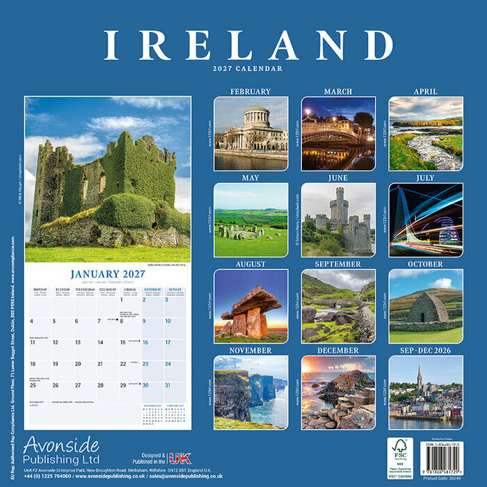 Calendrier 2027 Irlande Calendrier papier 2027 Irlandais
