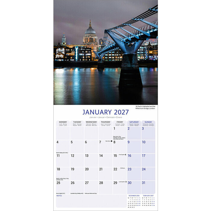 Calendrier 2027 mural Londres