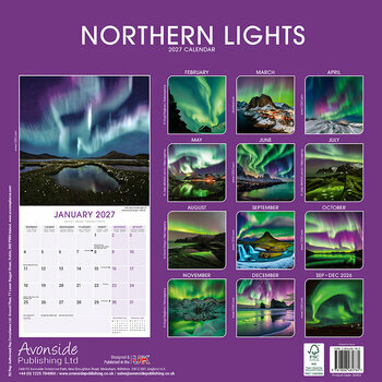 Calendrier 2027 Aurores Bor&eacute;ales